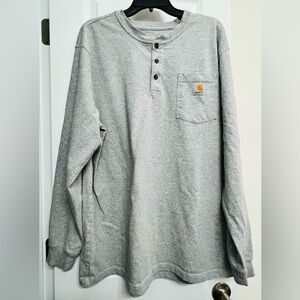 Carhartt Men's Heather Gray Long Sleeve Henley